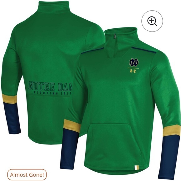 Under Armour Notre Dame Green Quarter-Zip Jacket NWT Sz Med Ret $90 Unisex